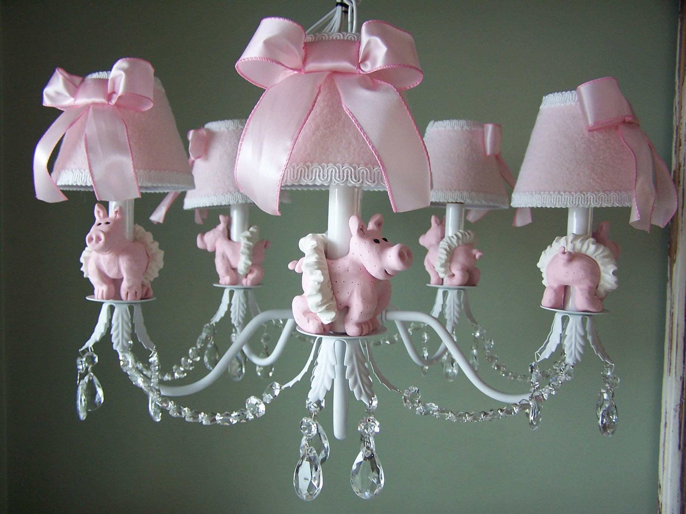Piggy Princess 5 Light Shaded Chandelier Piggy Princess 5 Light Shaded Chandelier