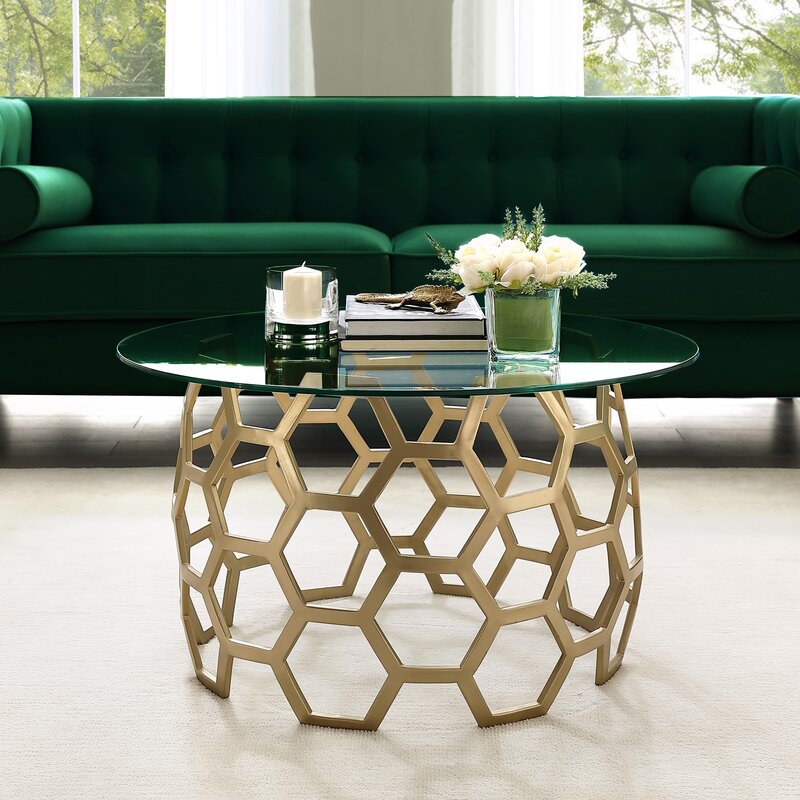 Everly Quinn Jaxton Geometric Iron Base Coffee Table | Wayfair