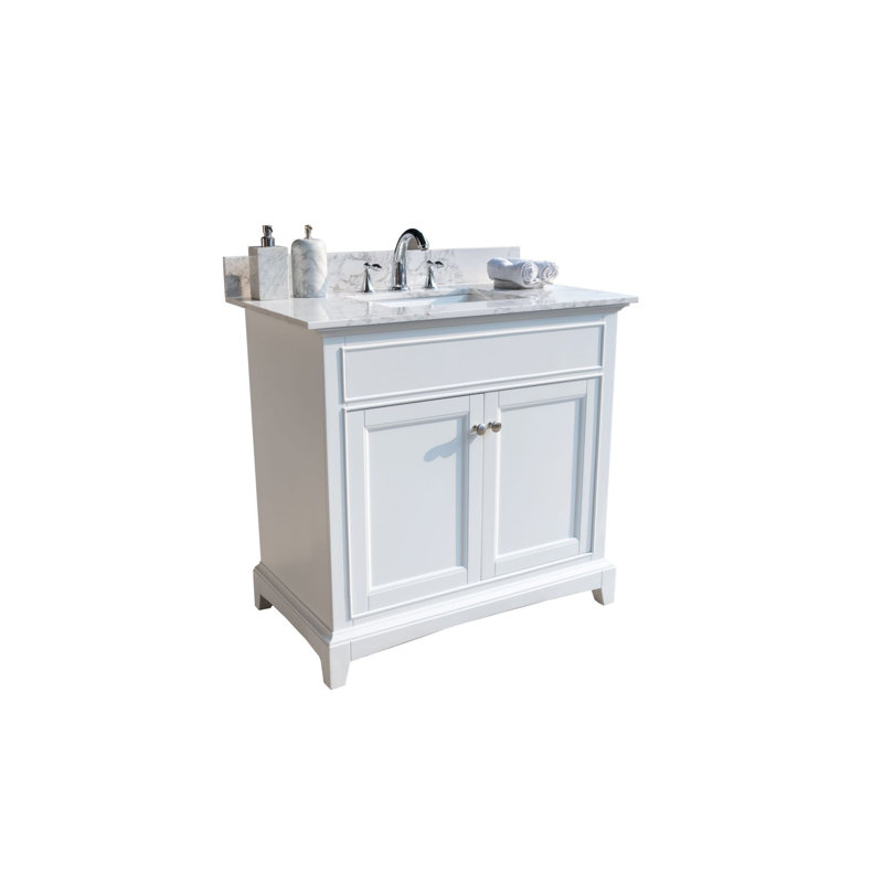 J E Home 37inch Bathroom Vanity Top Stone Carrara White New Style Tops With Rectangle Undermount Ceramic Sink And Back Splash For Bathrom Cabinet Wayfair