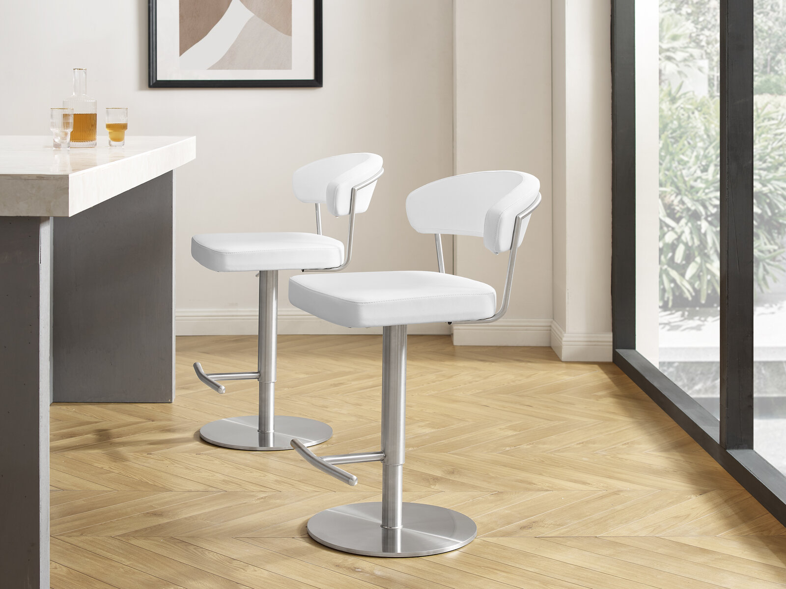 brushed nickel adjustable bar stool