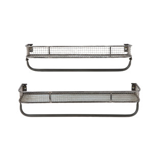 Wall Shelf With Hanging Rod Wayfair Roxanna Metal 2 Piece Wall Shelf Set With Hanging Bar