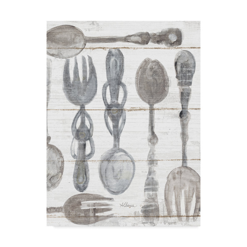 August Grove Spoons And Forks Iii Neutral Acrylic Painting Print