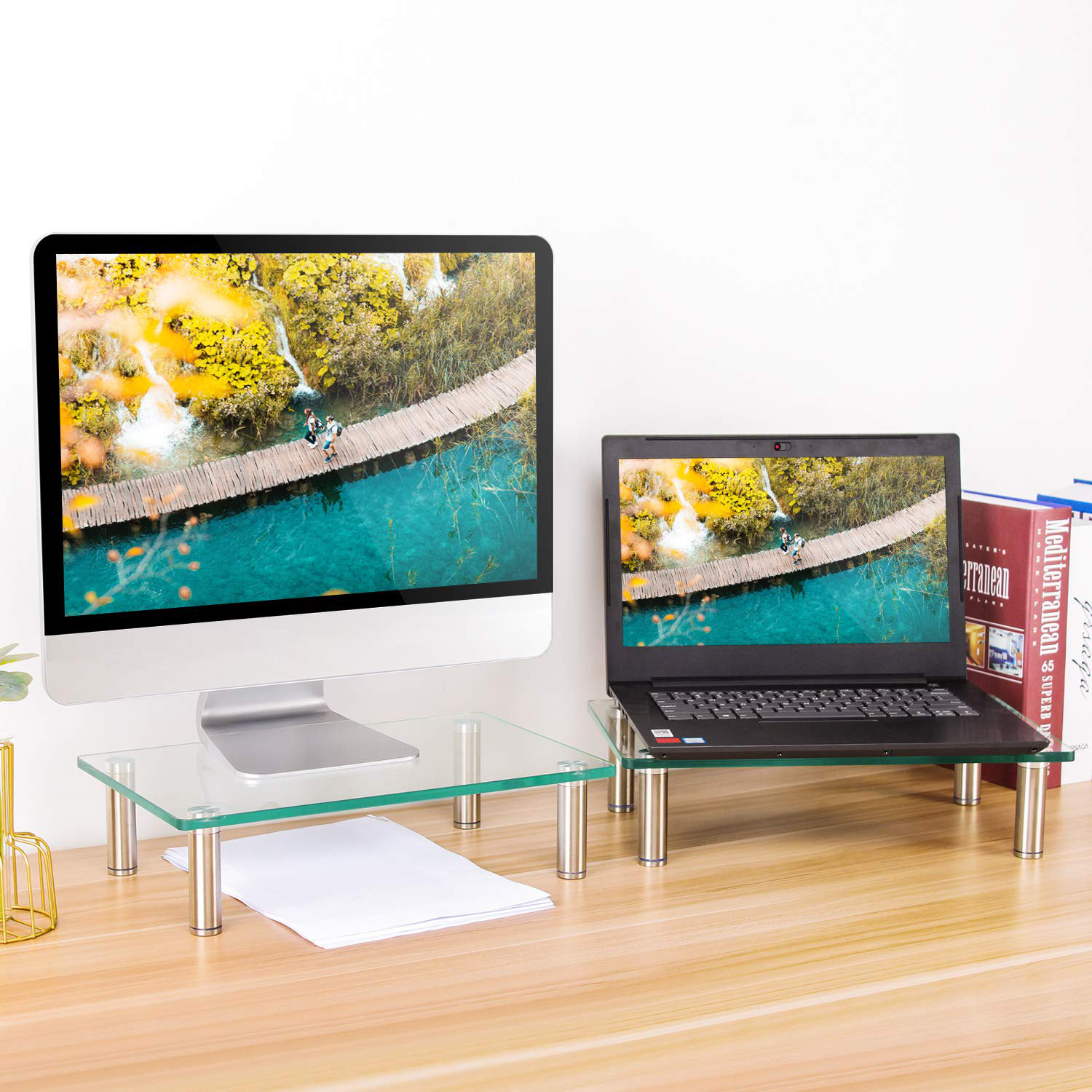 PEDIA Computer Monitor Riser With Clear 