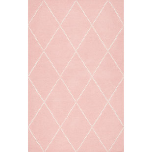 Kids Rugs You Ll Love Wayfair Karina Diamond Hand Tufted Baby Pink Area Rug