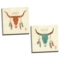 pics Canvas Longhorn Skull Painting cow skull canvas wayfair