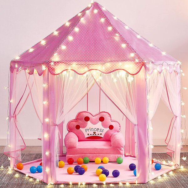 Girls Pink Princess Castle Cute Playhouse Children Kids Play Tent Outdoor Toys 