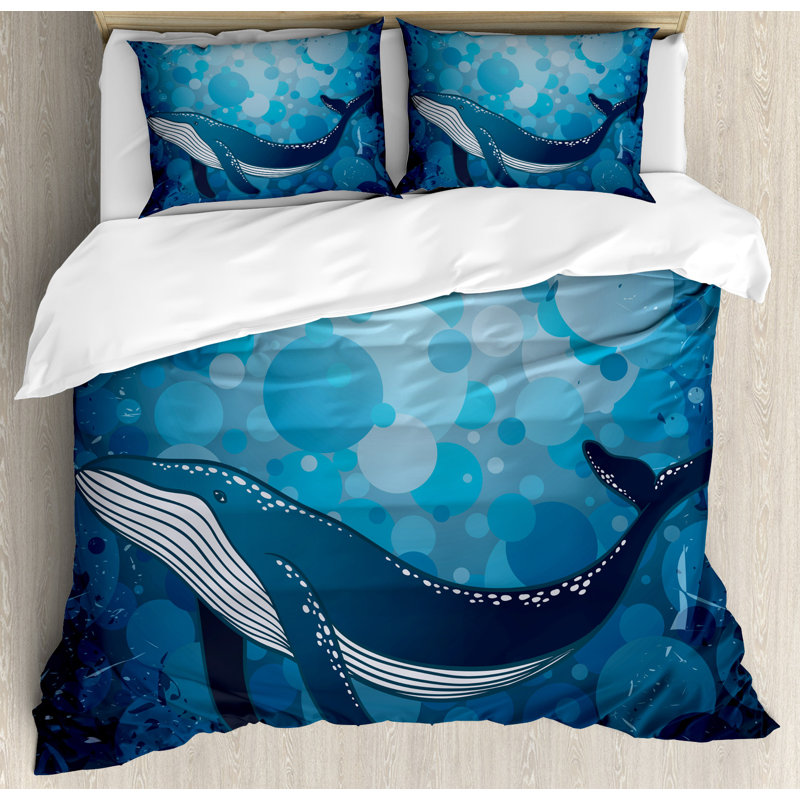 Ambesonne Vintage Whale Poster Motif On Marine Grunge Backdrop
