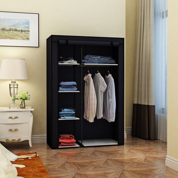 Black With White Cover Portable Clothes Closet Extra Wide 60 Up
