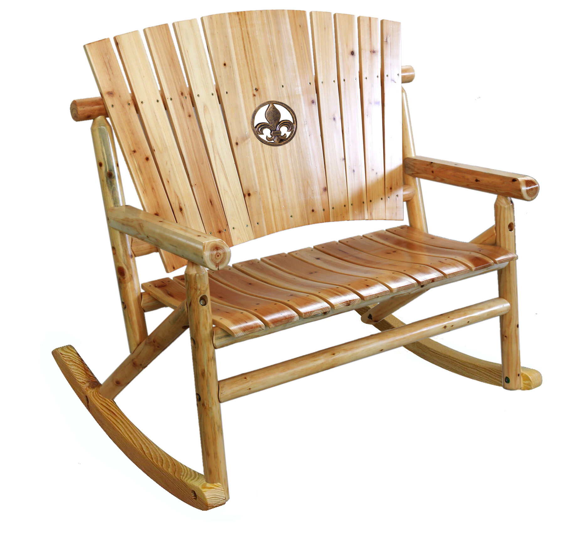 Millwood Pines Alaniz Fleur De Lis Medallion Double Rocking Chair