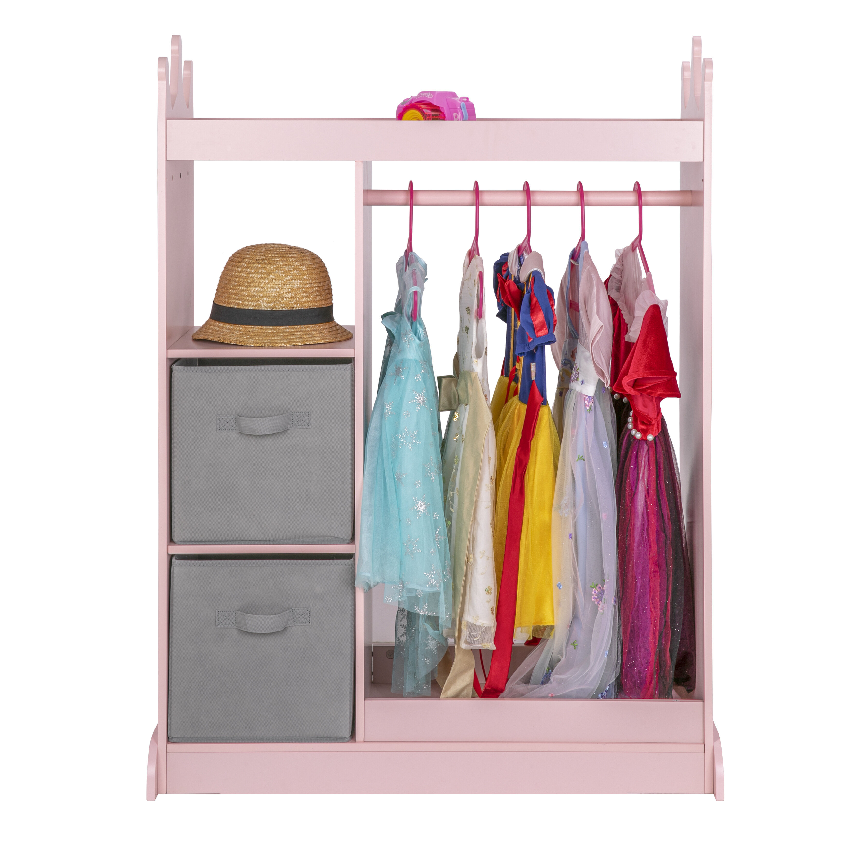 Gemma Violet Kids Play Armoire Dresser With Mirror Kids Dress Up Storage With Storage Bin Pink Wayfair