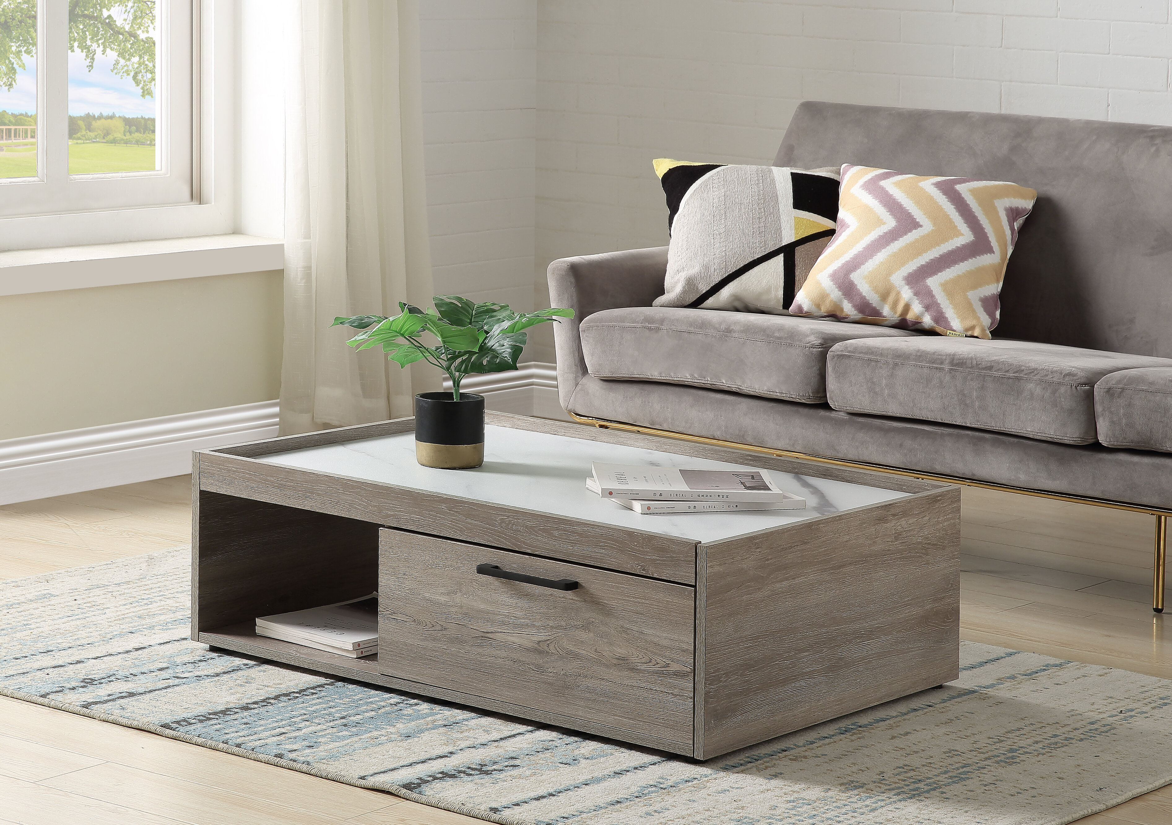 wayfair faux marble coffee table