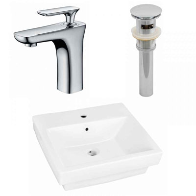Ceramic Rectangular Bathroom Sink With Faucet And Overflow Royal