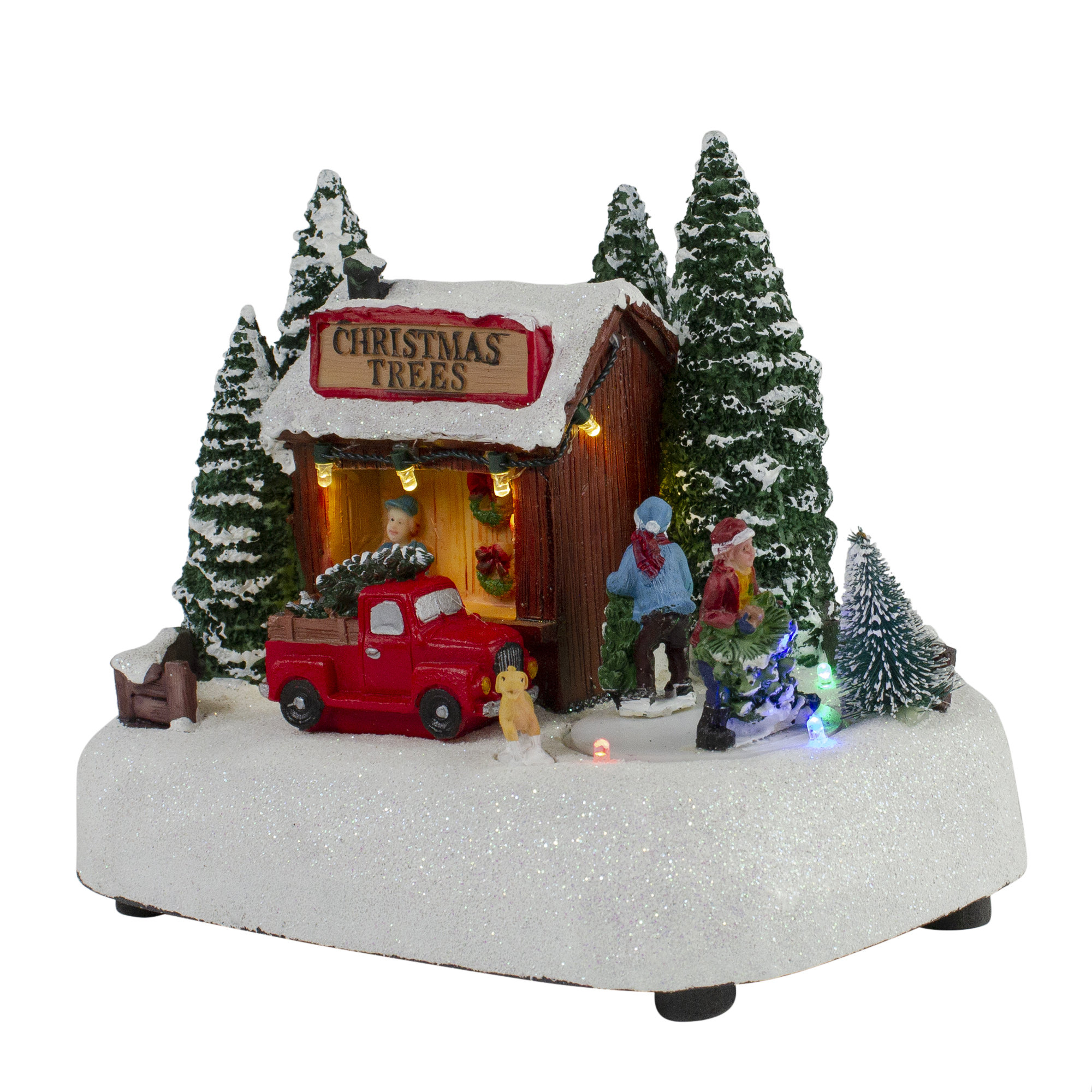 Northlight 8" LED Lighted and Musical Christmas Village Tree Shop Table Top Decoration PreLit