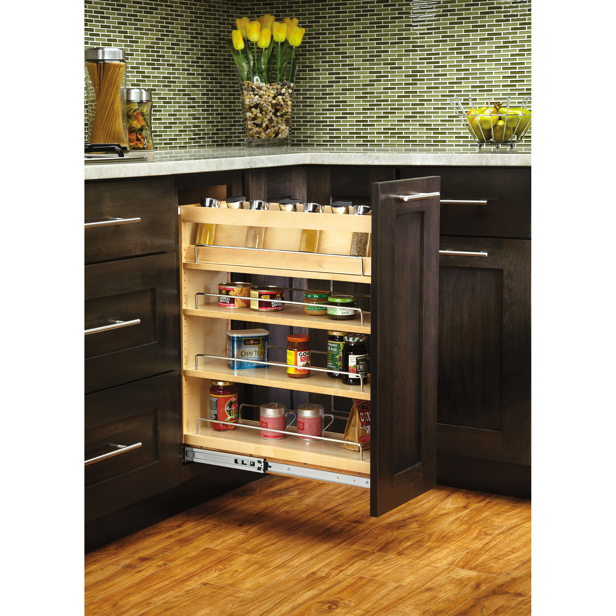 Rev A Shelf RS4ASR.21BIN Door Storage Adjustable Wood Spice Shelf 