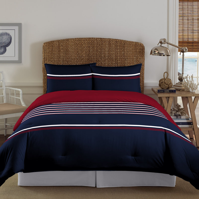 Nautica Mineola Cotton Navy Comforter Set Size: King Comforter + 2 King Shams