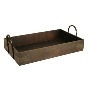 Wooden Tray With Metal Handles Wayfair Jasen Serving Tray With Metal Handle