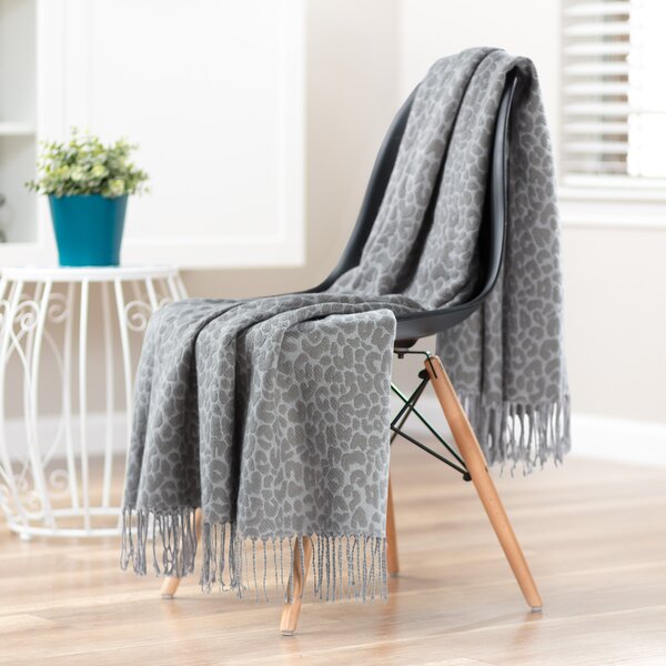 Lavish Home Soft Acrylic Blanket Throw 50 x 60 inches Brown Gray Tassles 