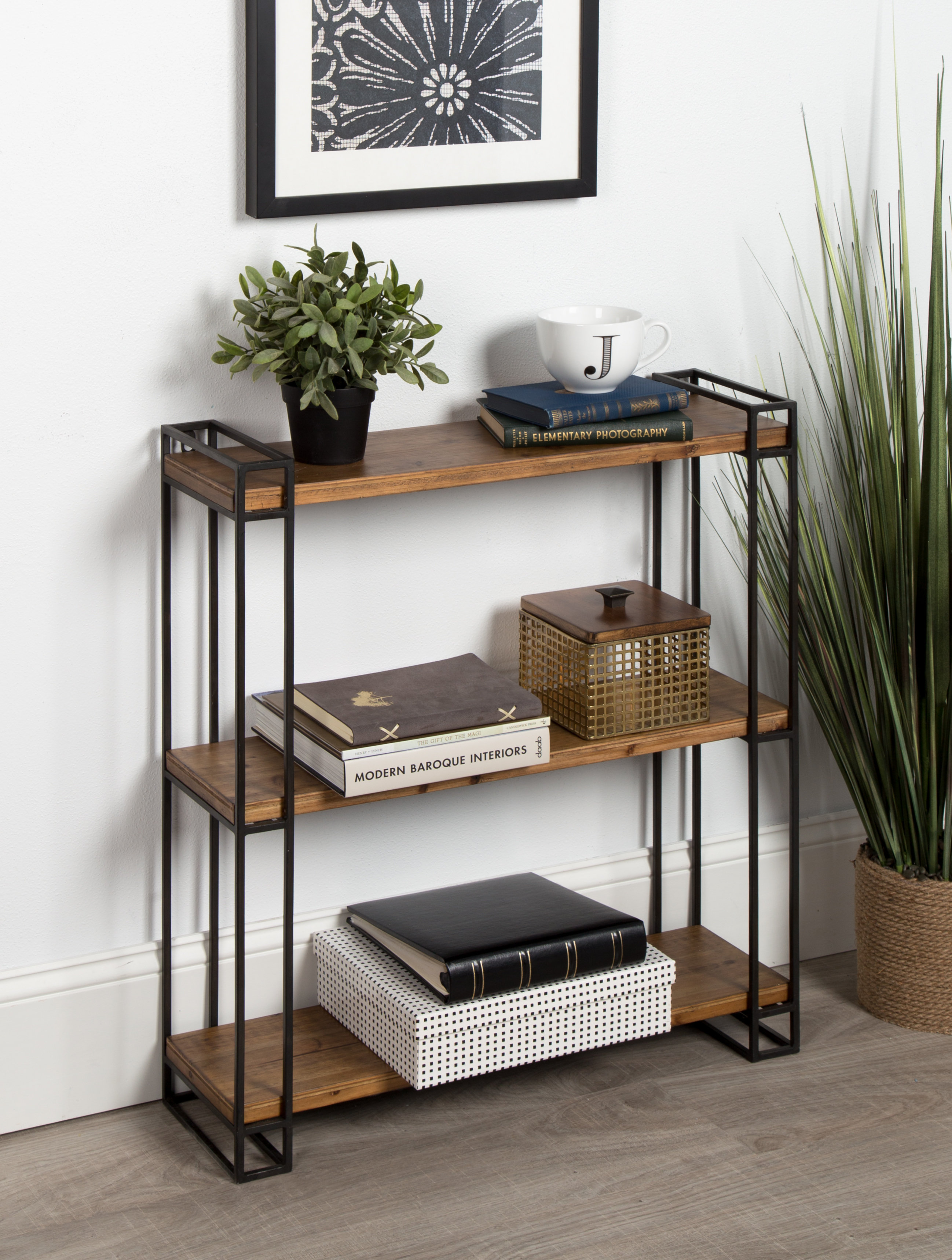 Azariah Wood And Metal Floating Wall Shelf Reviews Birch Lane