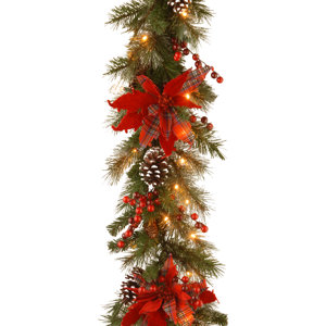 Decorative Pre-Lit Tartan Plaid Garland