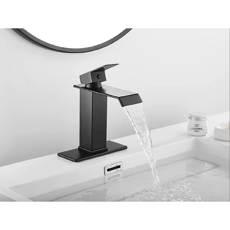 Waterfall Bathroom Sink Faucet Single Handle Vanity Basin Mixer Taps Deck Mount 