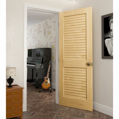 Louvered Solid Wood Primed Standard Door Kiby Size 32 X 80