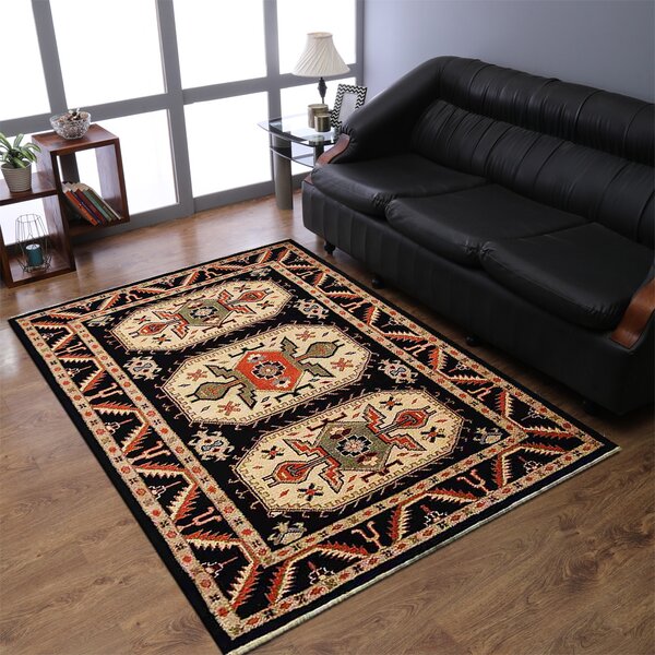 Get My Rugs Handmade Hand-Knotted Black/Cream Rug | Wayfair