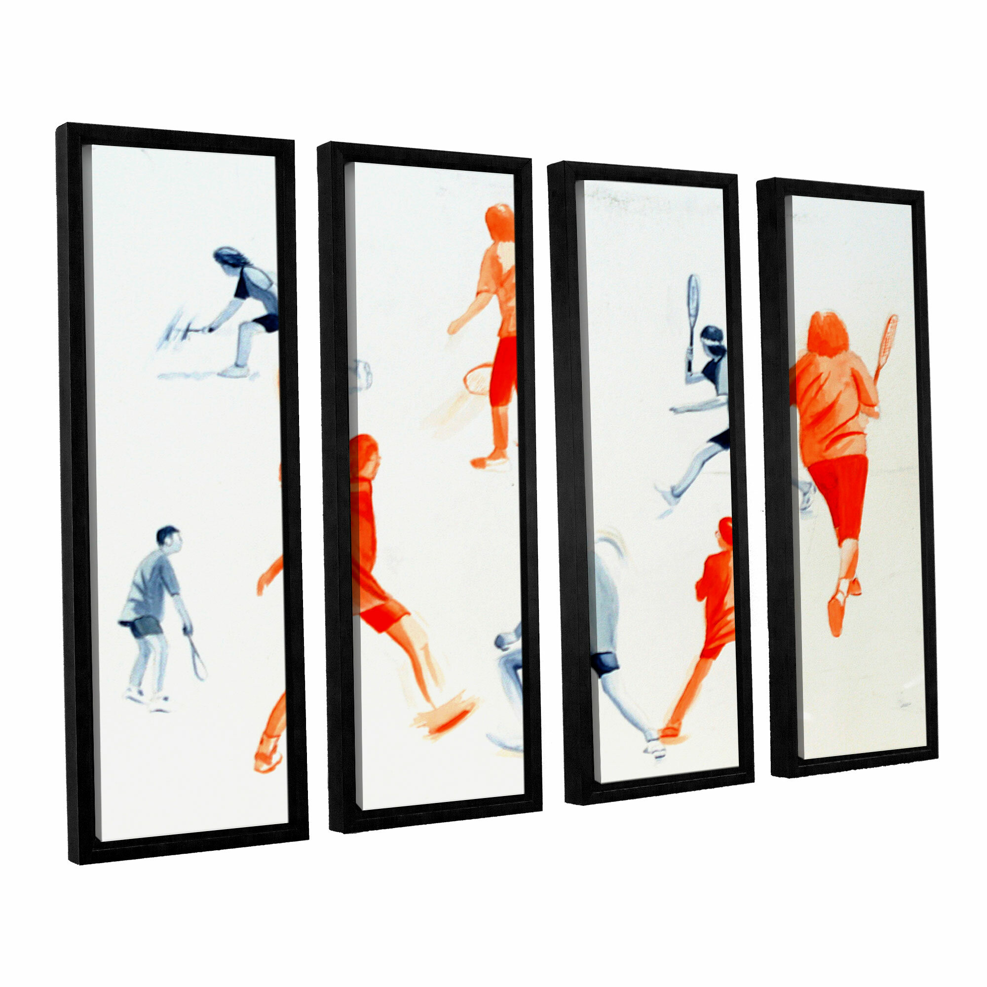 36 by 48 ArtWall Lindsey Janichs Swuahs Players 4 Piece Floater Framed Canvas Set 