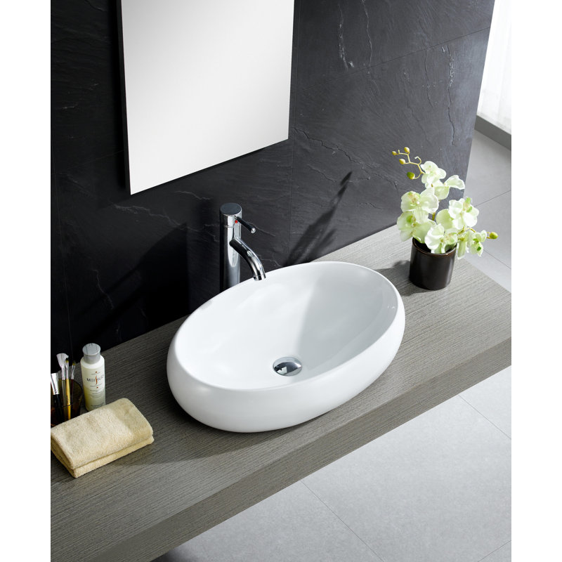 Modern Ceramic Oval Vessel Bathroom Sink