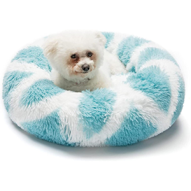 white fluffy dog bed