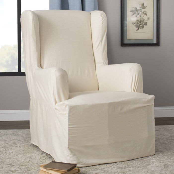 Cotton Duck T Cushion Wingback Slipcover Cotton Duck T Cushion Wingback Slipcover