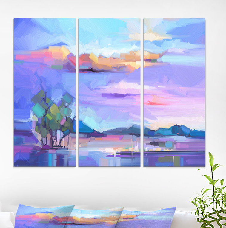 East Urban Home Yellow And Purple Sky Oil Painting Print Multi