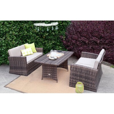 Khari 3 Pieces Rattan Sofa Seating Group With Cushions Highland Dunes