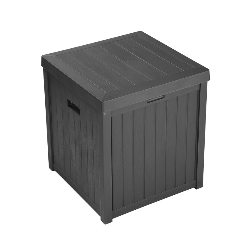 GDY 52-Gallon Small Deck Box - Outdoor Storage Container And Seat For ...