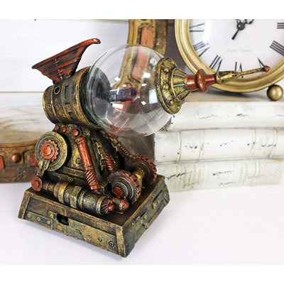Joleon Steampunk Satellite Electric Plasma Laser Static Charge Storm Ball Blaster Gun Decorative Victorian Sci Fi Industrial Prop Gun Accent Disco Lamp Night Light AC Powered Figurine 8.25"L