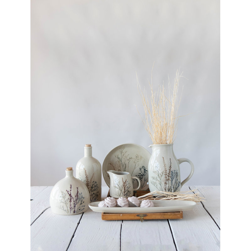 Rosalind Wheeler 32 Oz Stoneware Debossed Floral Decorative