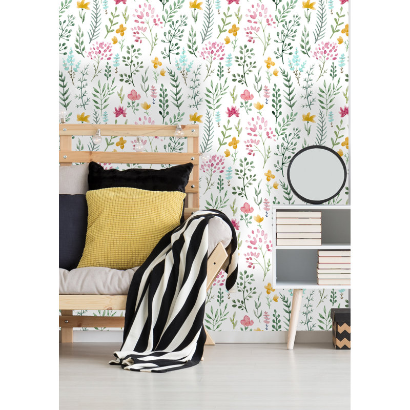 Bungalow Rose Leggett Removable Watercolor Cute Flowers 6 25 L X