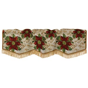 Decorative Christmas Poinsettias Script Design Tapestry Curtain Valance