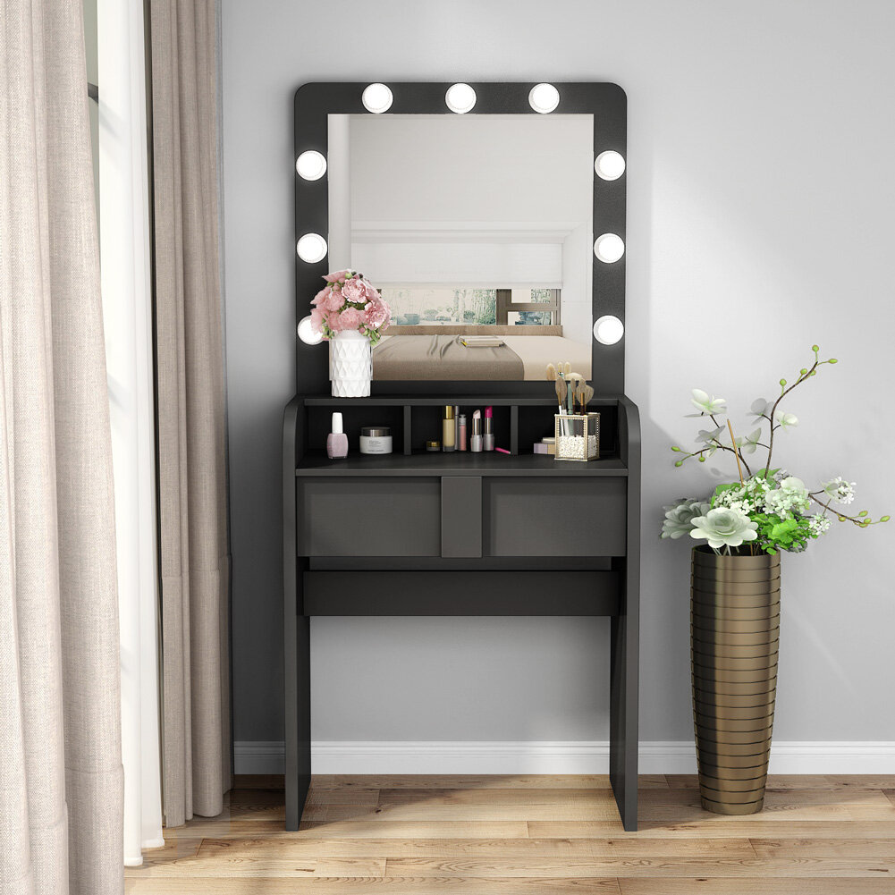 Latitude Run Vanity Table With Lighted Mirror Reviews Wayfair