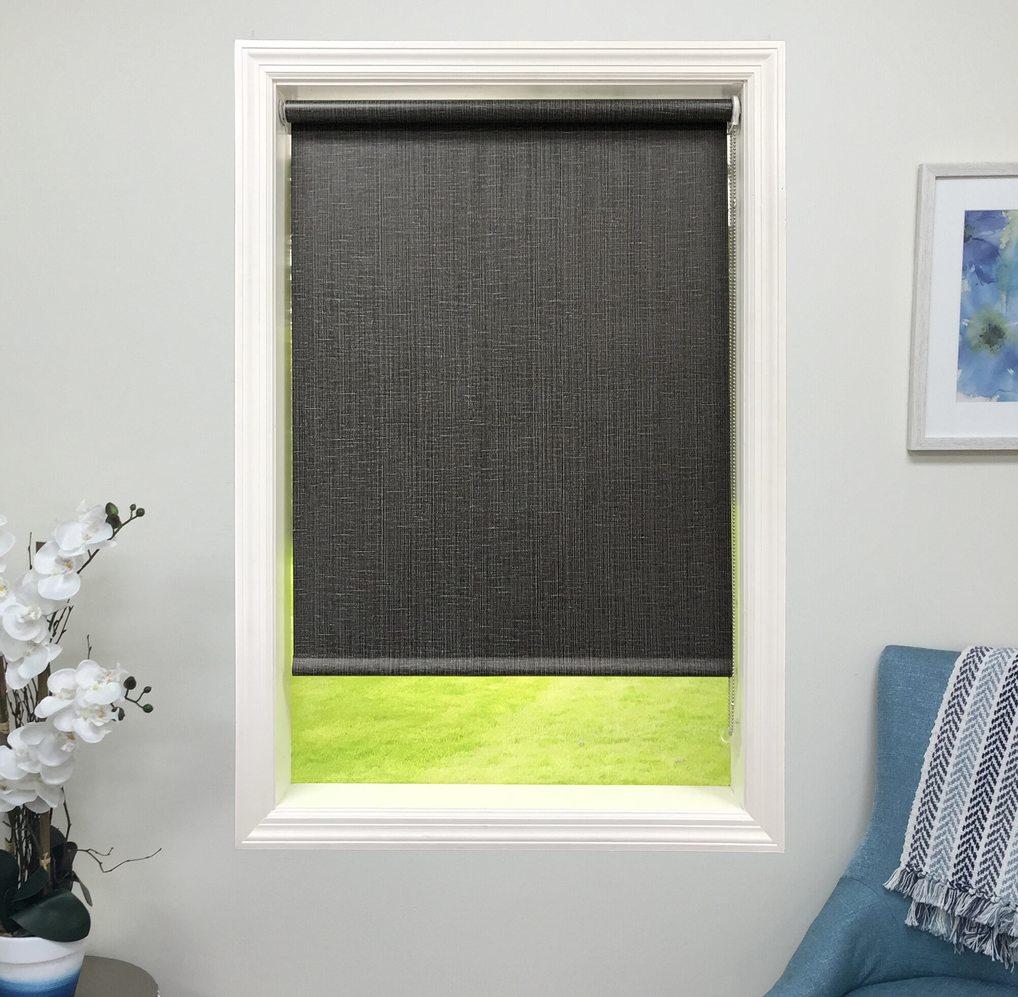 FABRIC WINDOW BLIND BLACKOUT & THERMAL STRAIGHT BOTTOM ROLLER BLINDS DROP 160 cm 