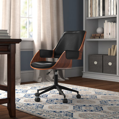 lithonia faux leather mid-century office chair