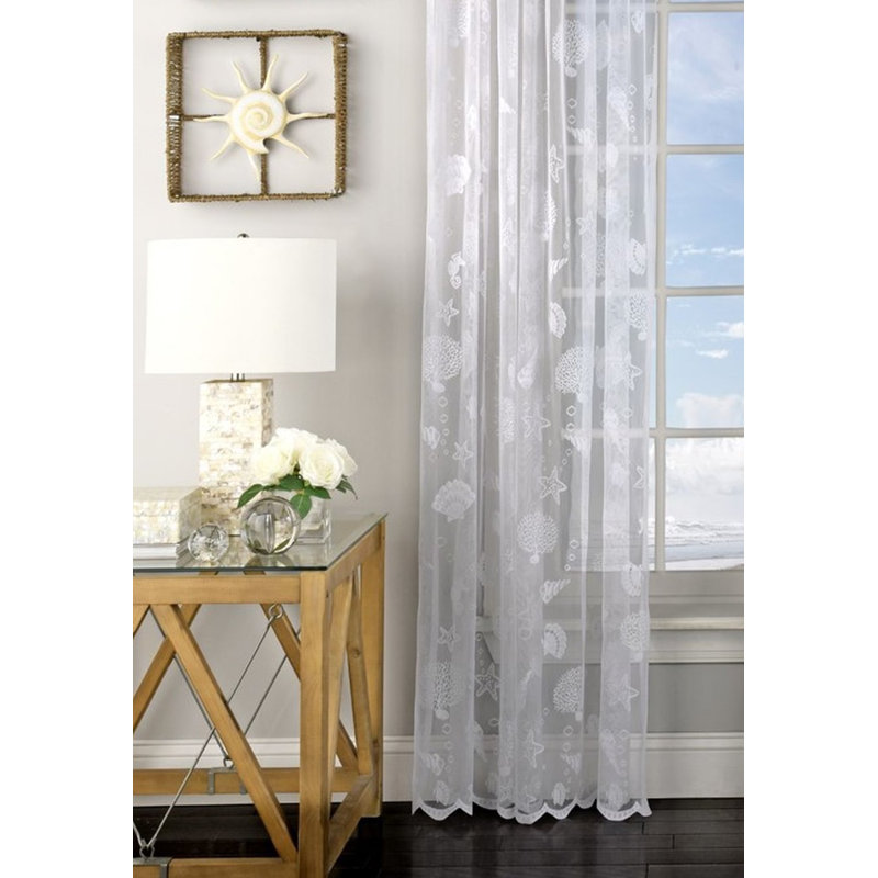 Highland Dunes Antonella Corales De Marina Knitted Jacquard Lace Window Semi Sheer Curtain Panels Reviews Wayfair