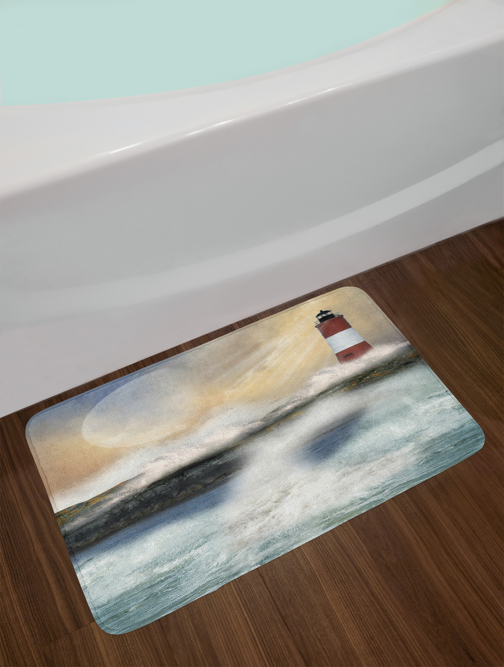 East Urban Home Lighthouse Oil Painting Artwork Of Stormy Sea