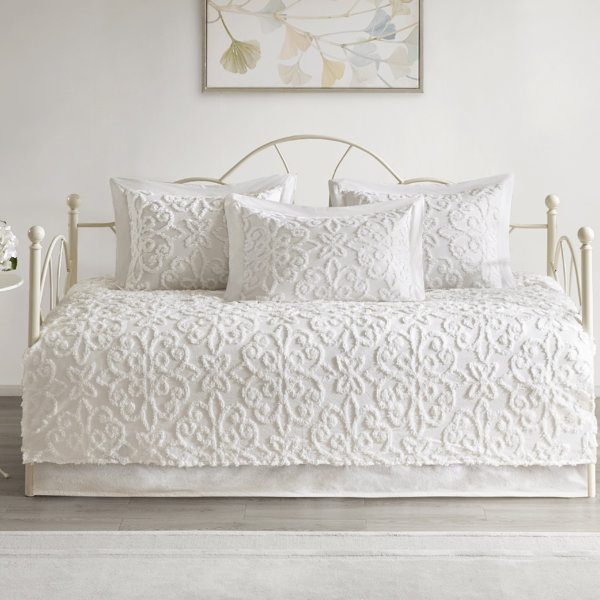 Fancy Collection 5pc DayBed Quilted Bedspread Coverlet Set Embossed Solid Charco 