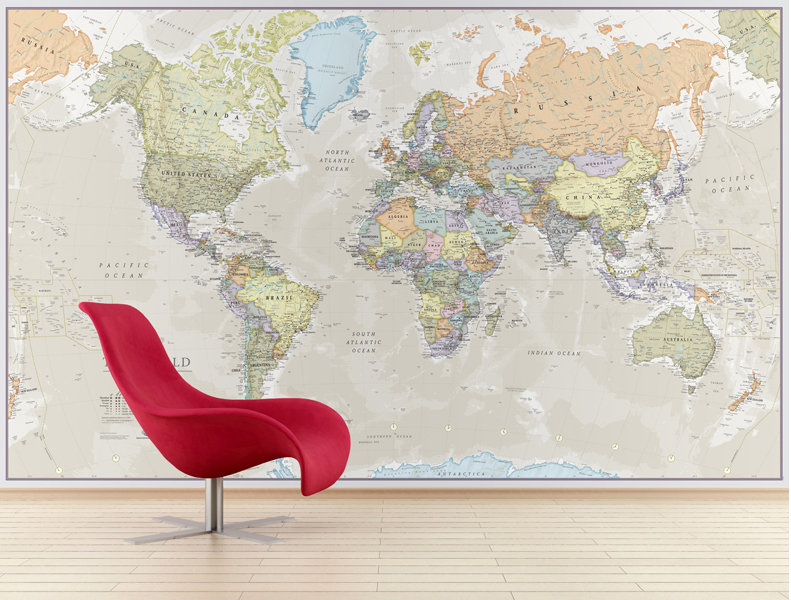 Winston Porter Giant World Map 62 2 X 91 3 Wall Mural Reviews