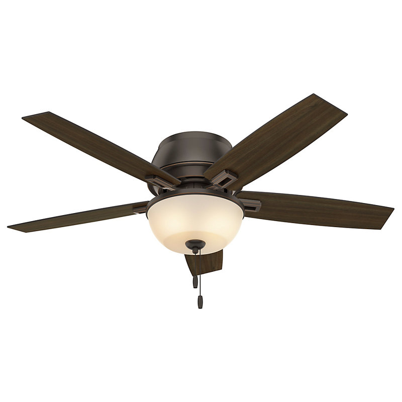 52 Donegan 5 Blade Flush Mount Ceiling Fan With Pull Chain And Light Kit Included