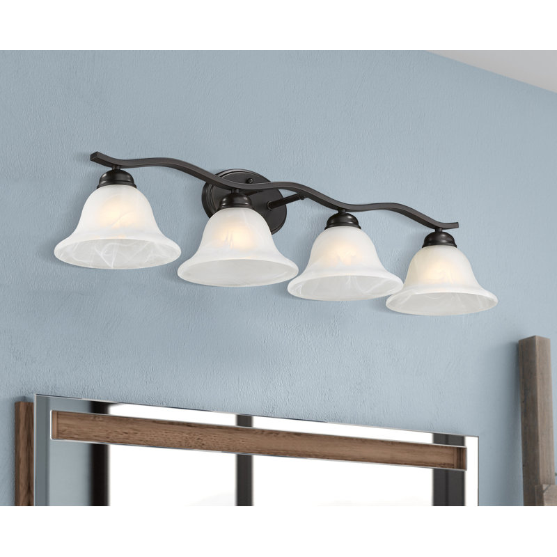 Bathroom Wall Lights,Vintage Bathroom Vanity Lights,Indoor Wall Sconces, Interior Wall Lighting Fixture In Black Finish (4 Light)