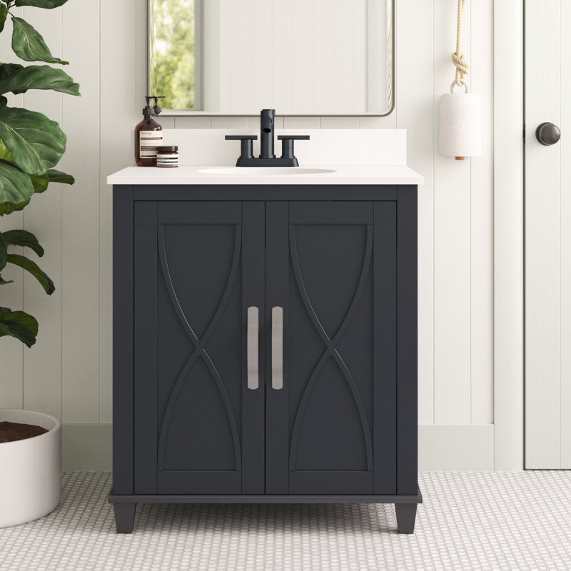 Briana 29.88'' Single Bathroom Vanity with Stone Top