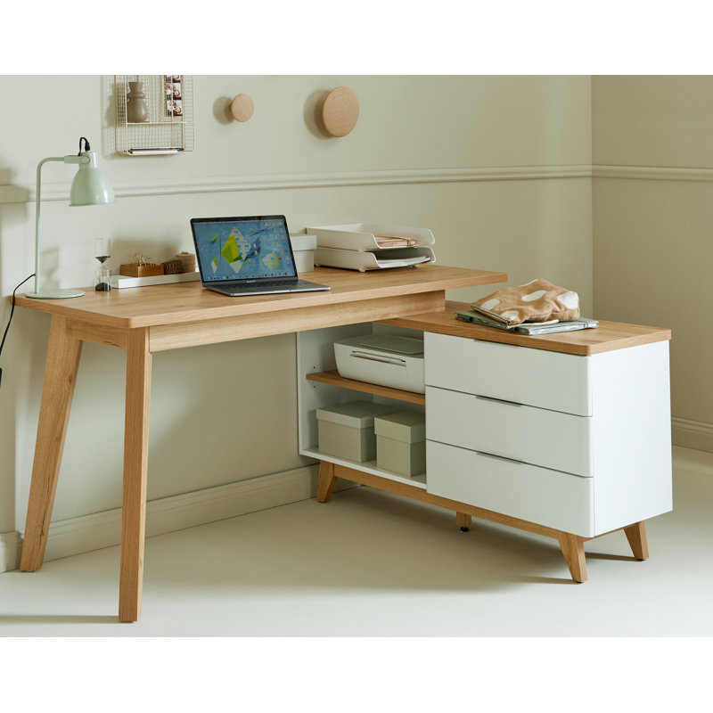 Libre 55.12" L-Shaped Writing Desk with Storage Cabinet