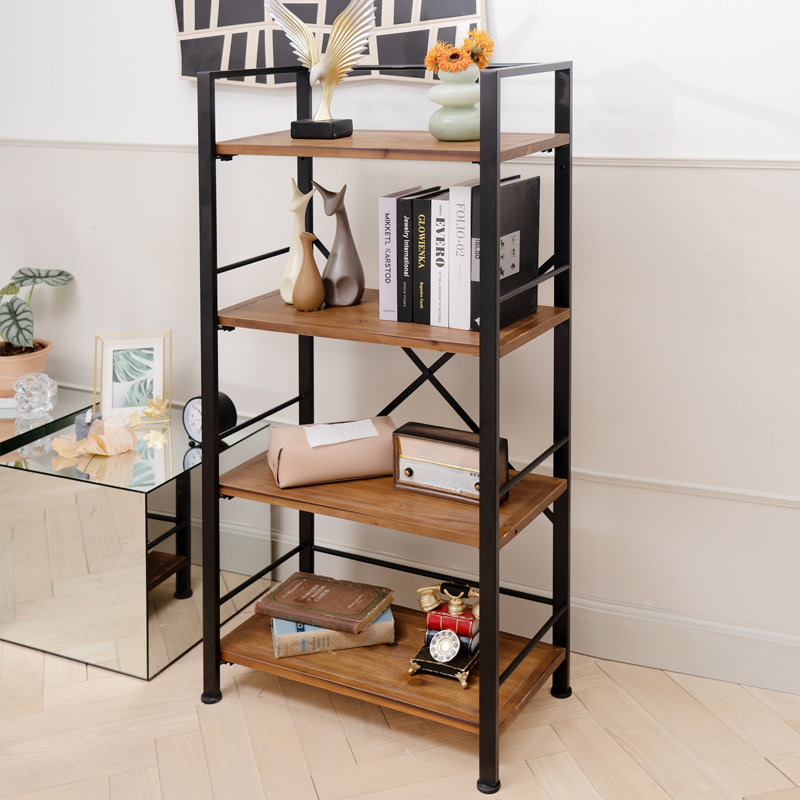 Iron Solid Wood Etagere Bookcase
