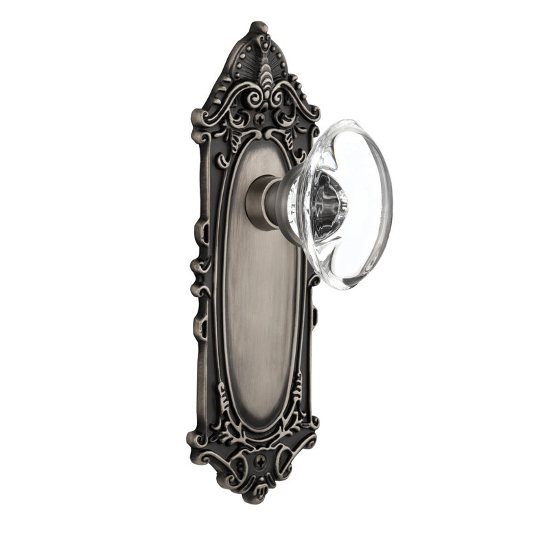 Victorian Plate with Oval Clear Crystal Door Knob